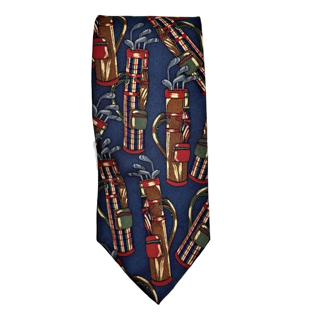 Hathaway Mens Silk Golf Bag Necktie Novelty Made USA Business Work Preppy Career